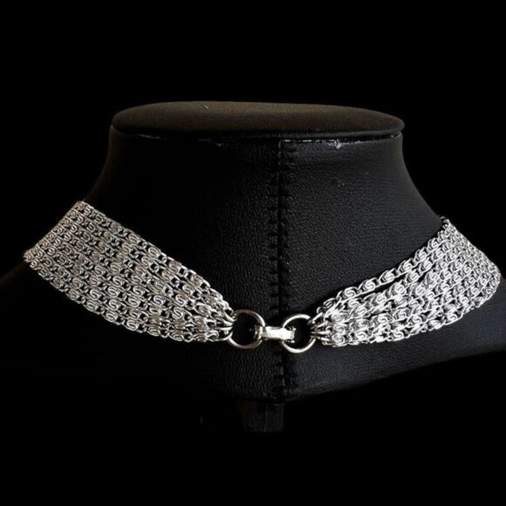 VINTAGE SARAH COVENTRY Women's Choker 8 Strand Silver Tone Aluminum 15 in - Picture 14 of 16